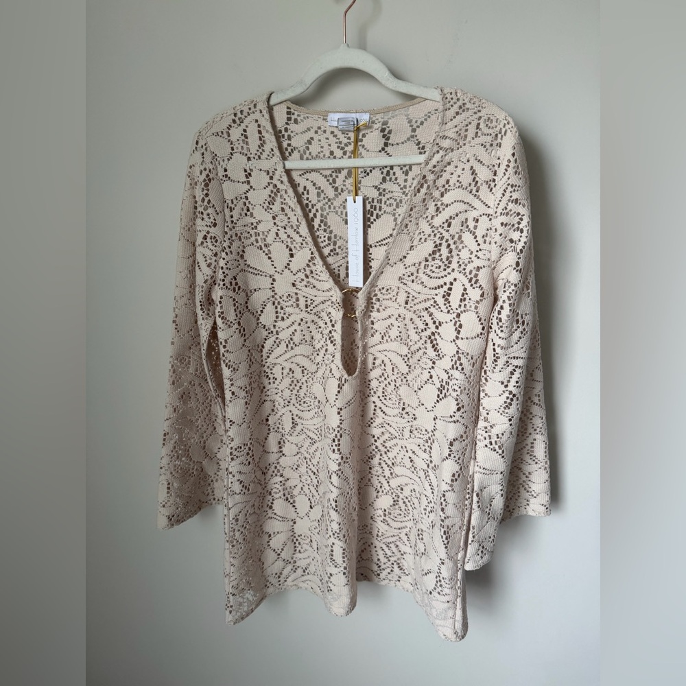 House of Harlow 1960 beige sand Lace cover up dress